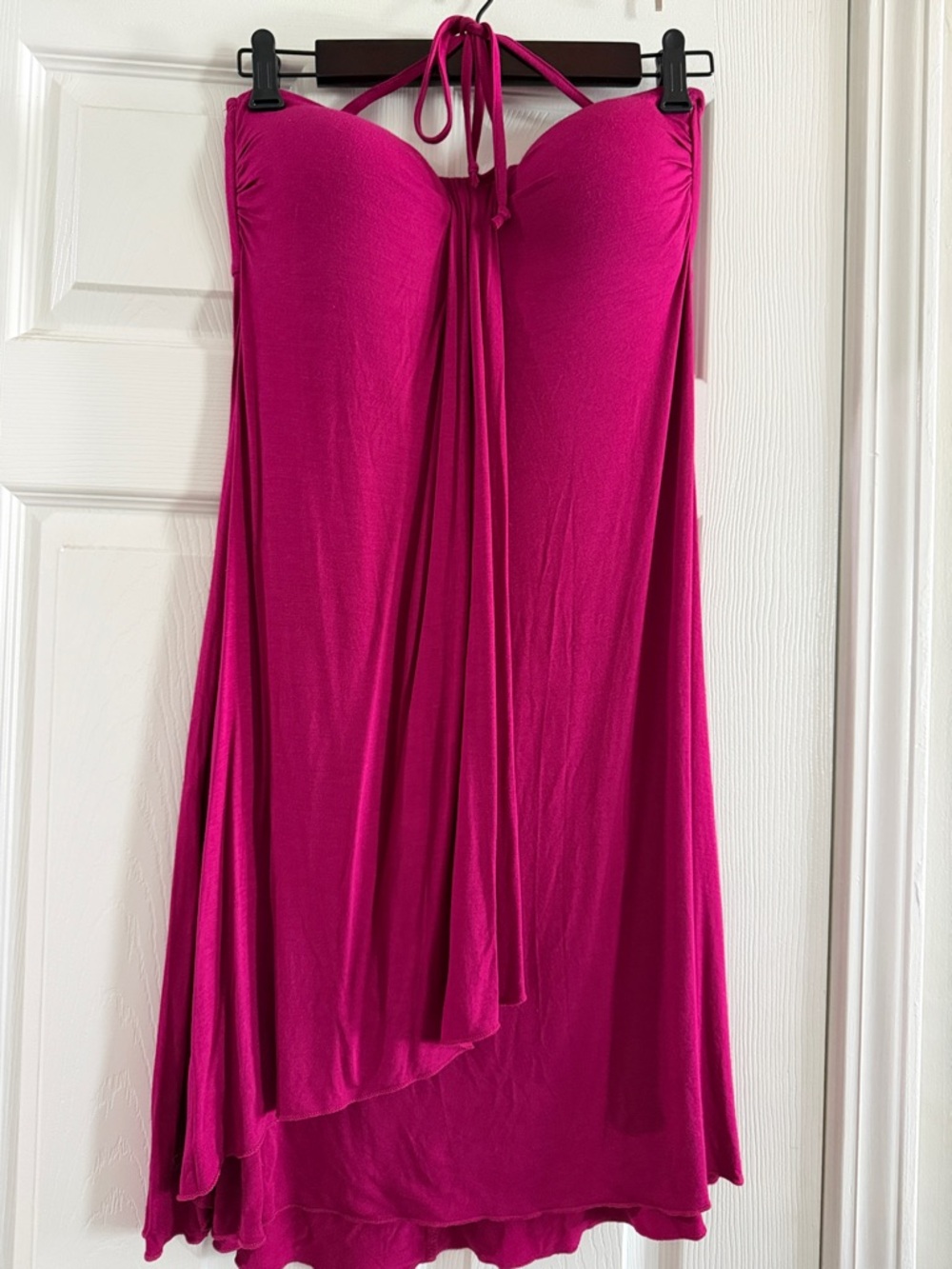 Skye Fuchsia Strapless Dress with Halter Detail